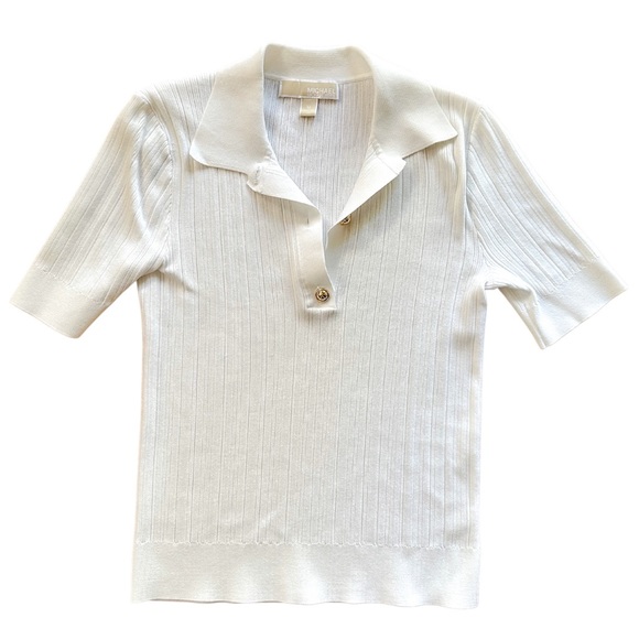 MICHAEL KORS Ribbed Stretch Viscose Polo |SIZE M| - Picture 3 of 8